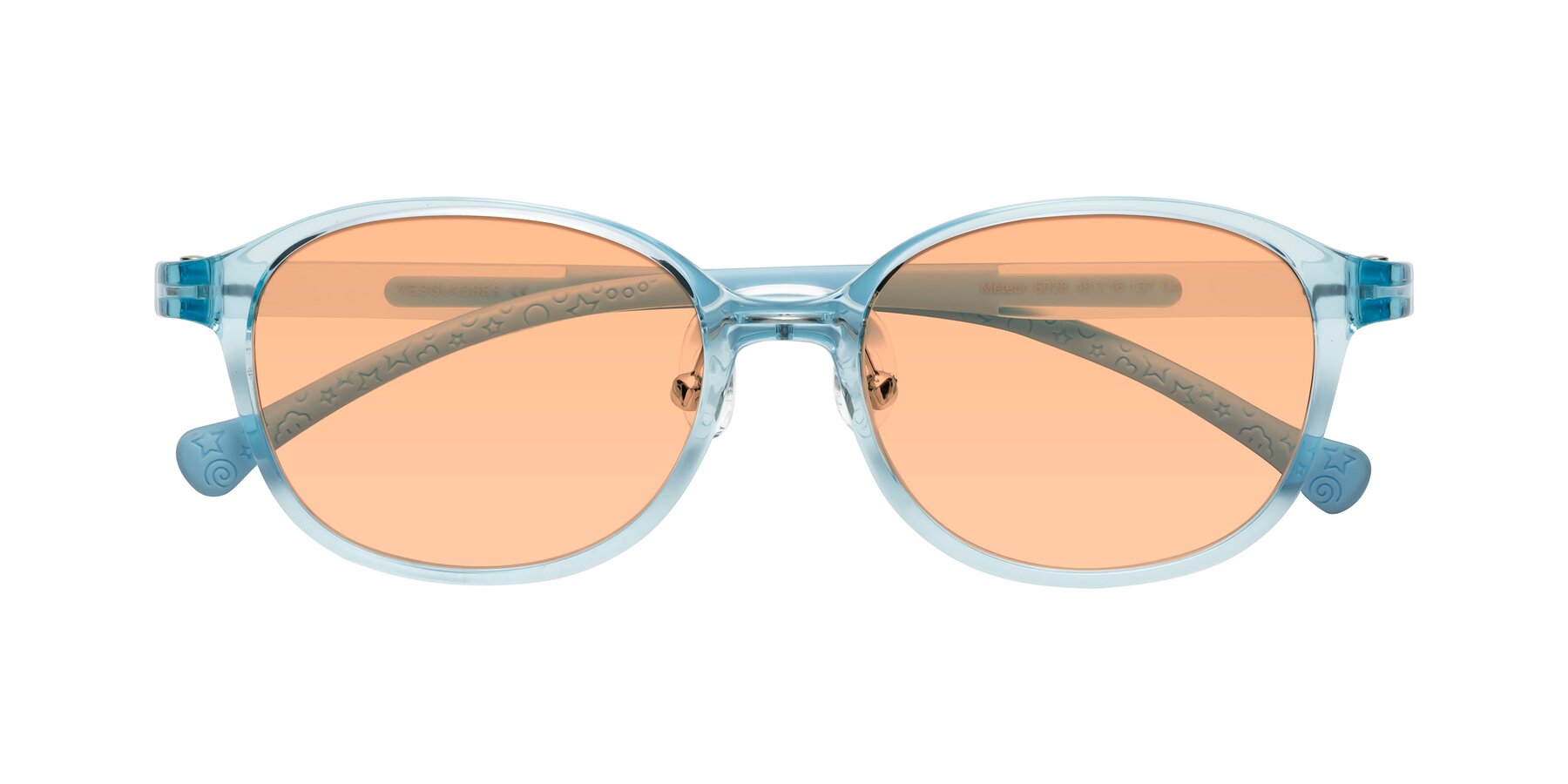 Folded Front of Meteor in Swimmer Blue with Light Orange Tinted Lenses