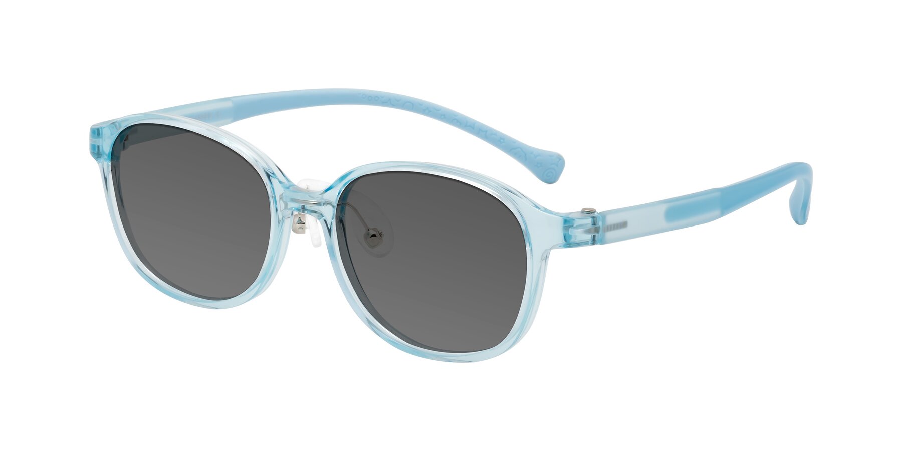 Angle of Meteor in Swimmer Blue with Medium Gray Tinted Lenses