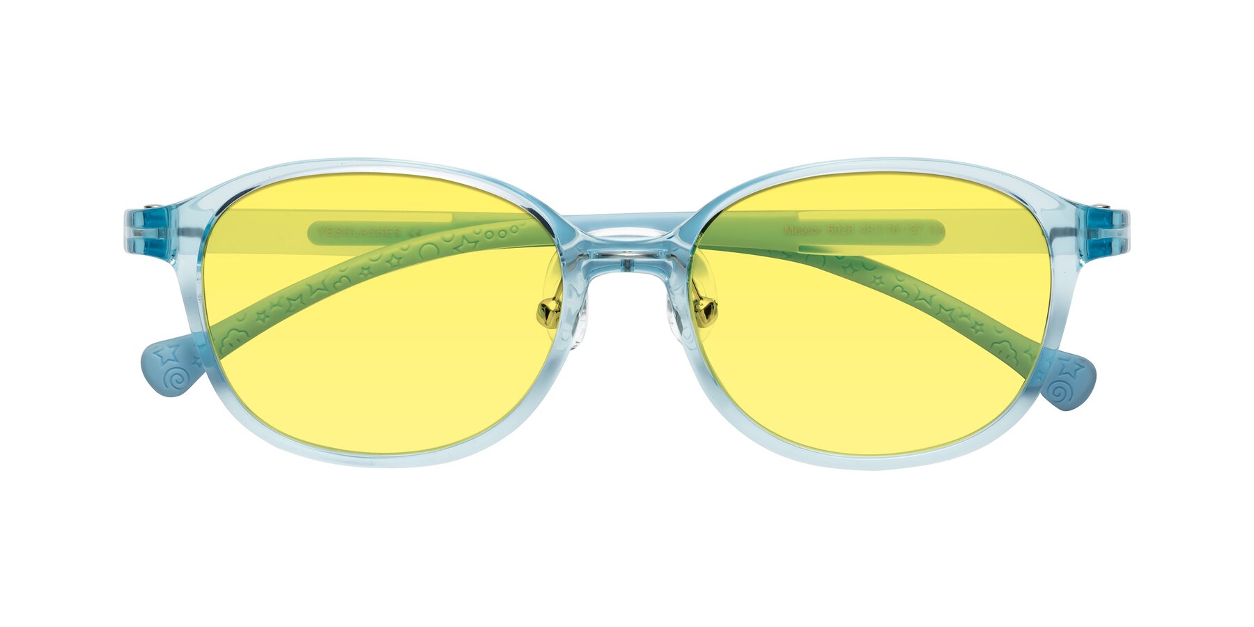 Folded Front of Meteor in Swimmer Blue with Medium Yellow Tinted Lenses