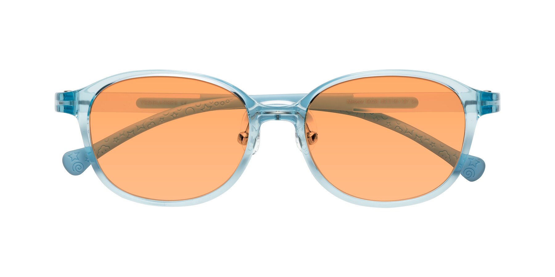 Folded Front of Meteor in Swimmer Blue with Medium Orange Tinted Lenses