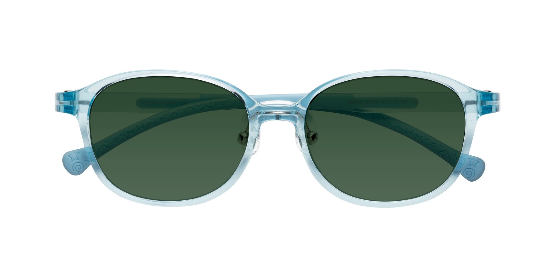 Folded Front of Meteor in Swimmer Blue with Green Tinted Lenses