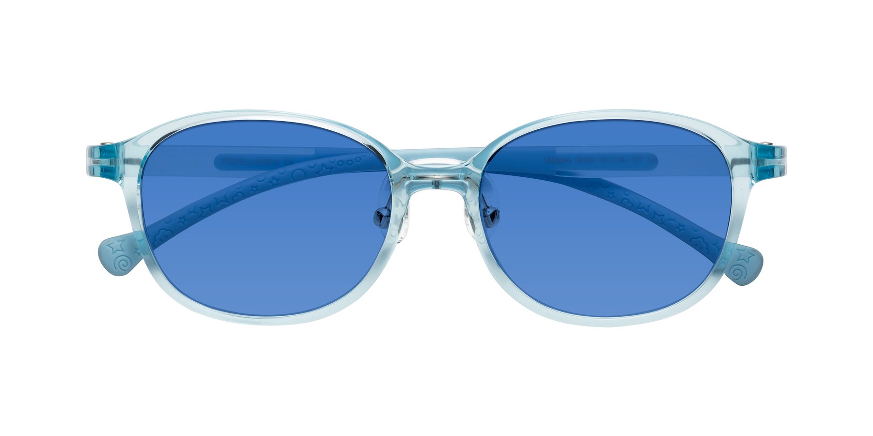 Folded Front of Meteor in Swimmer Blue with Blue Tinted Lenses