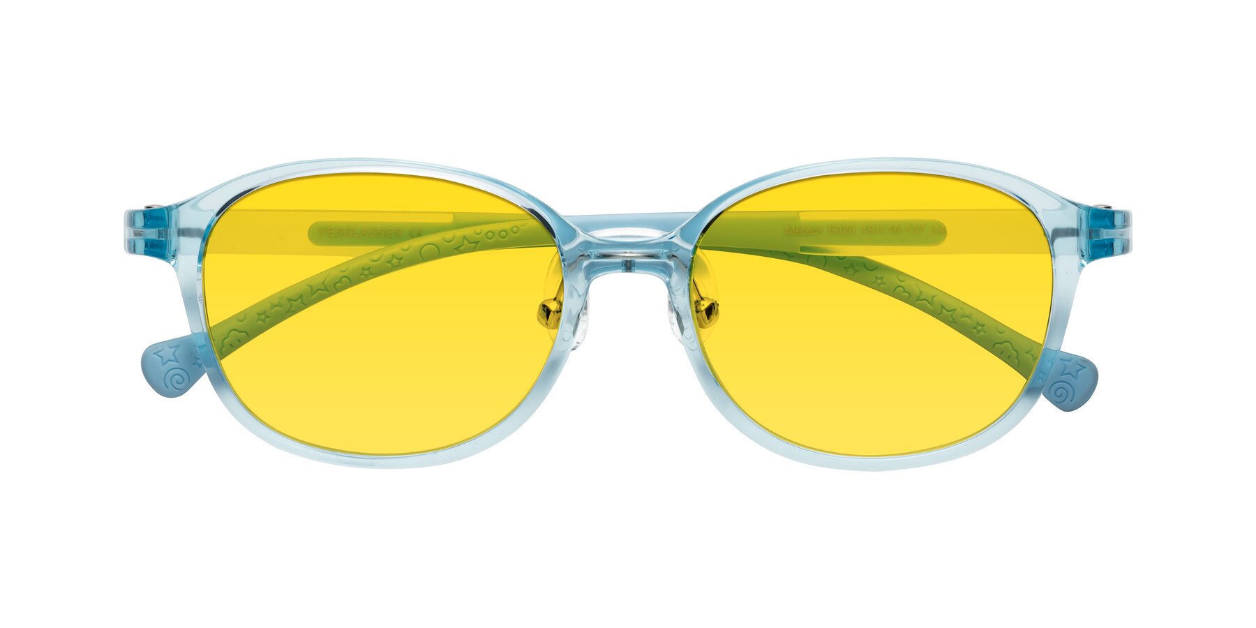 Folded Front of Meteor in Swimmer Blue with Yellow Tinted Lenses