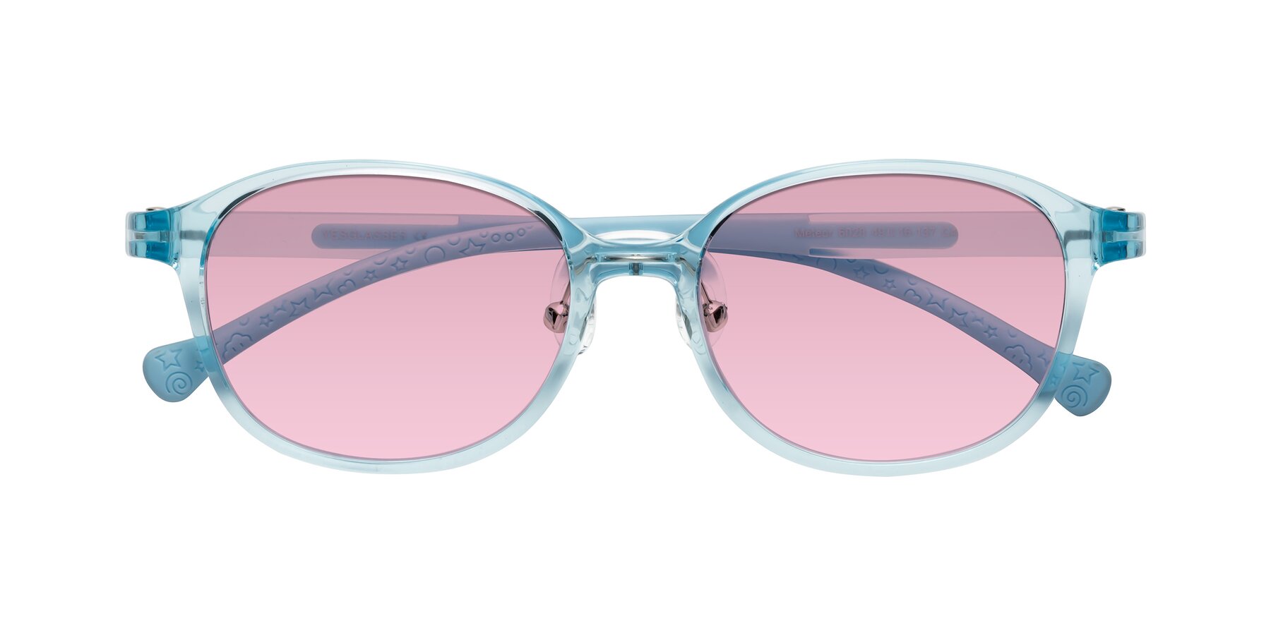 Folded Front of Meteor in Swimmer Blue with Light Wine Tinted Lenses