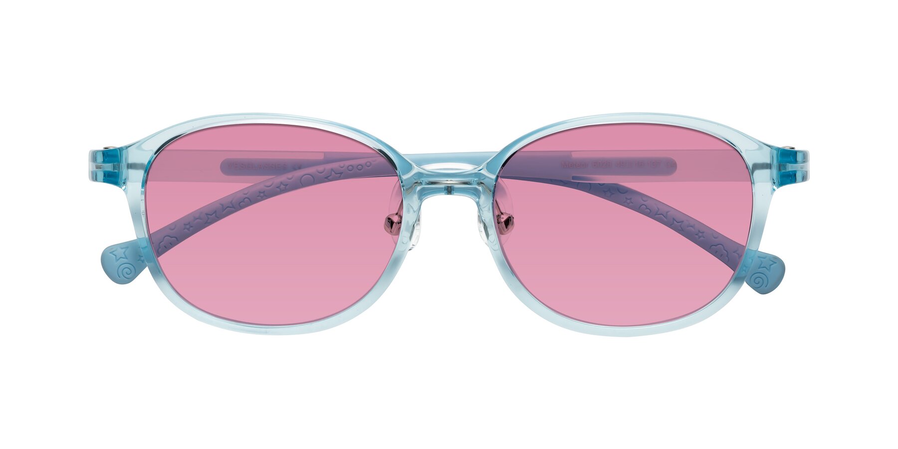 Folded Front of Meteor in Swimmer Blue with Medium Wine Tinted Lenses