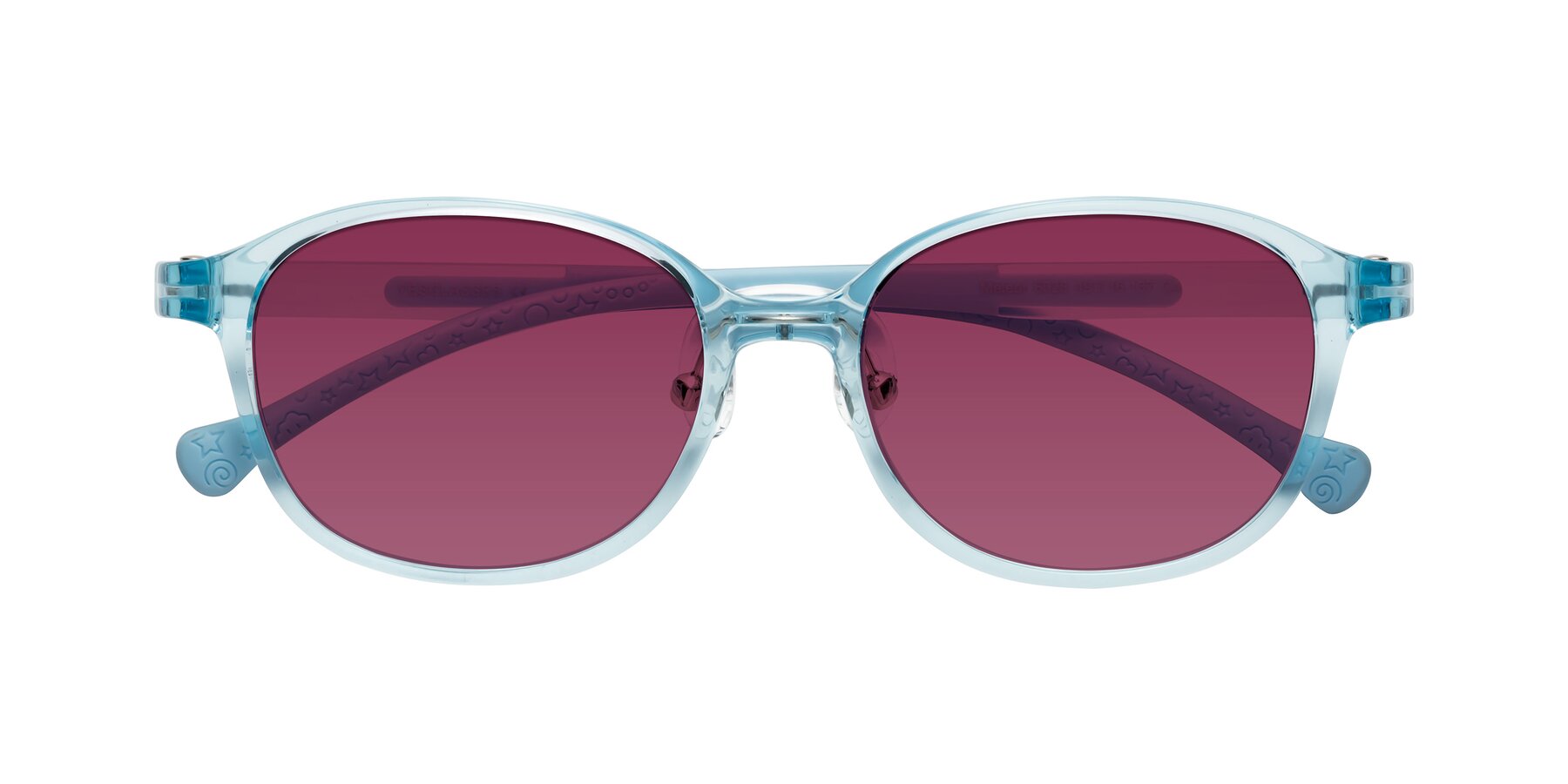 Folded Front of Meteor in Swimmer Blue with Wine Tinted Lenses