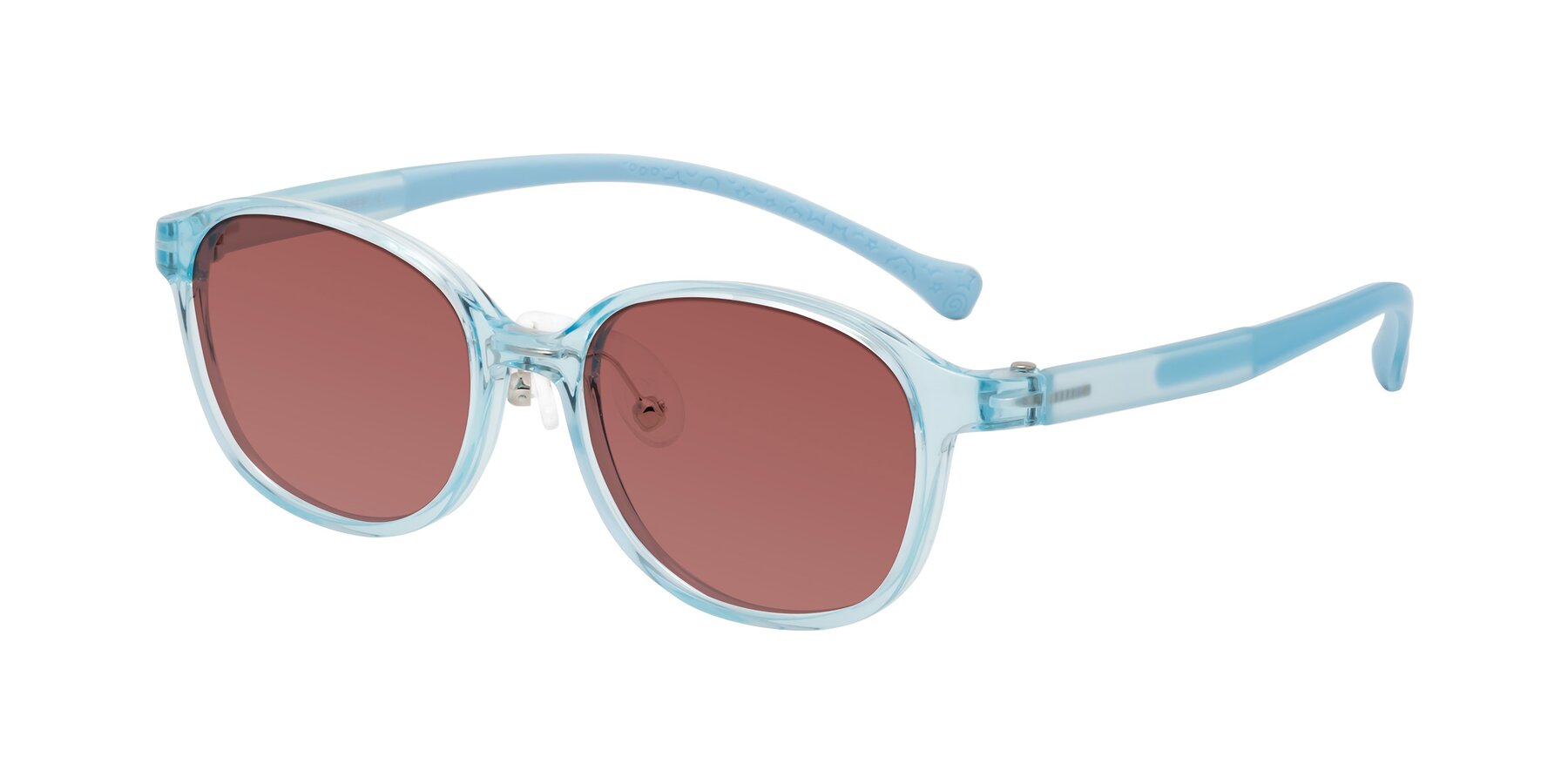 Angle of Meteor in Swimmer Blue with Garnet Tinted Lenses