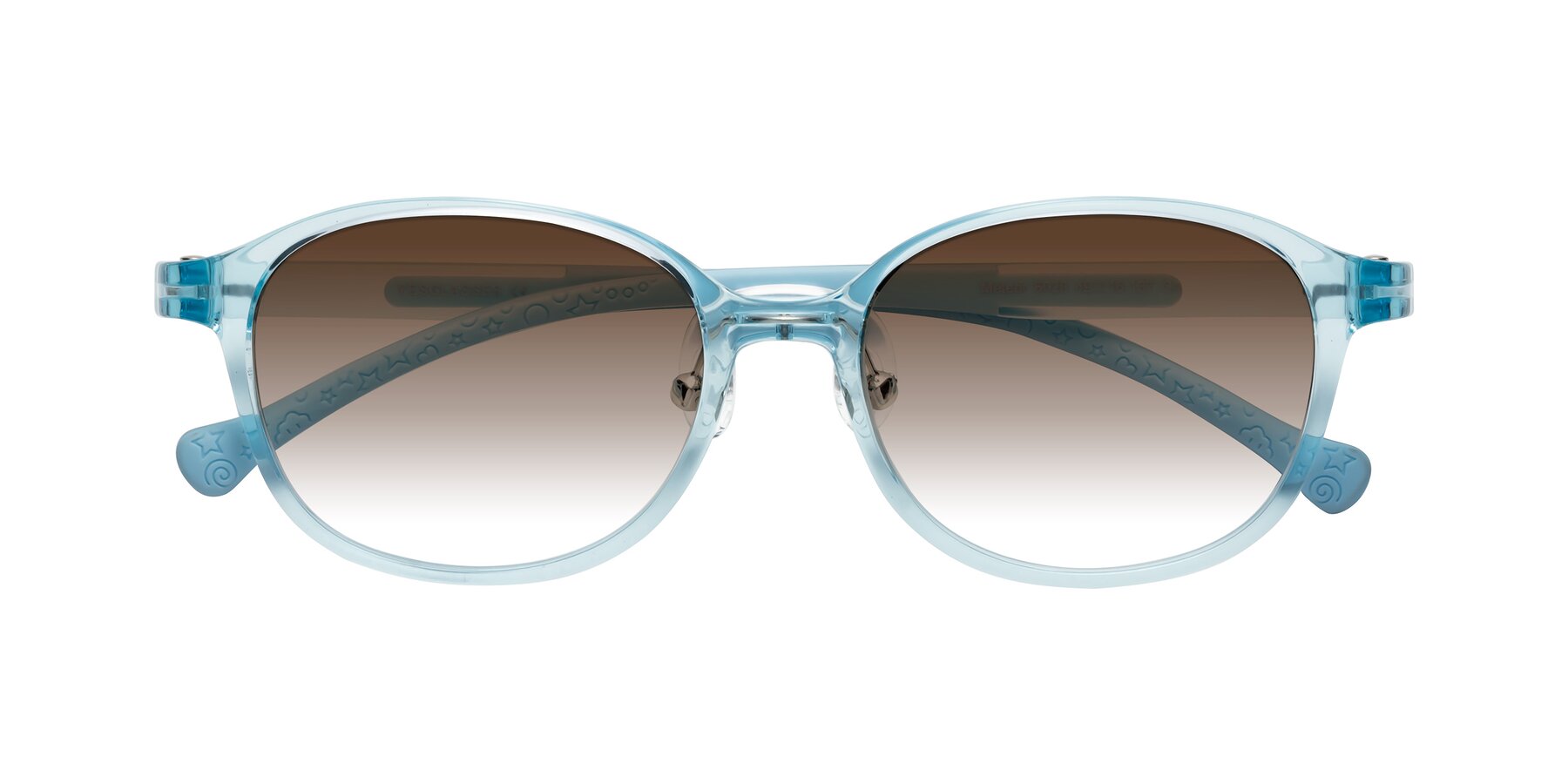 Folded Front of Meteor in Swimmer Blue with Brown Gradient Lenses