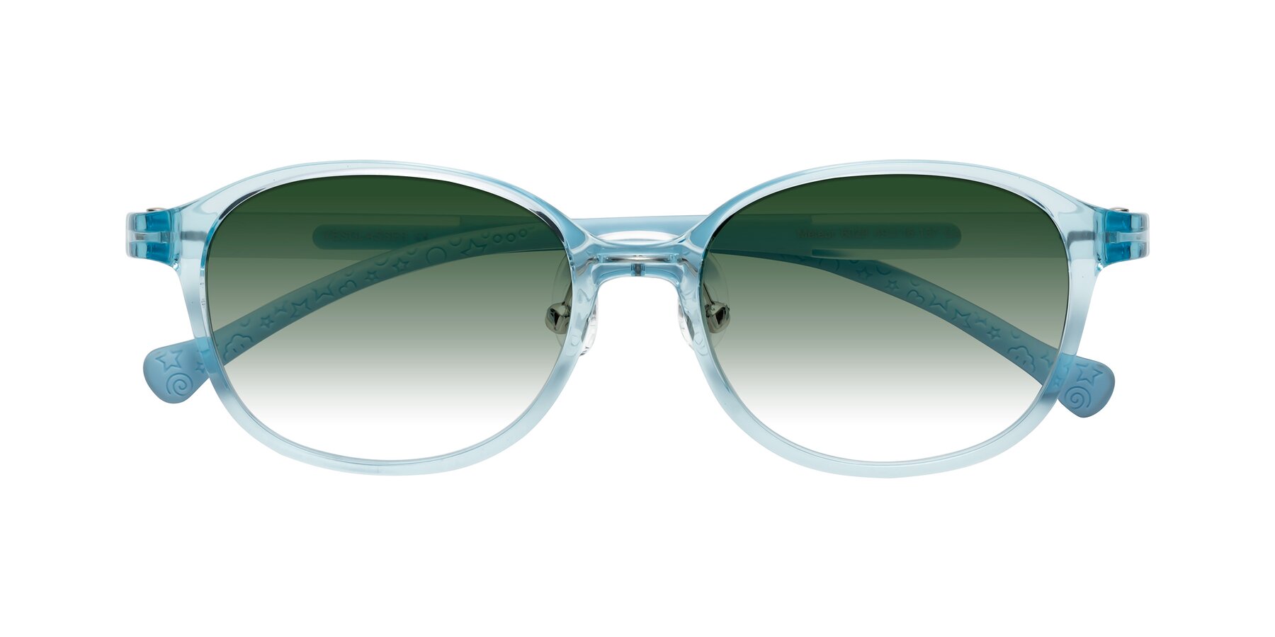 Folded Front of Meteor in Swimmer Blue with Green Gradient Lenses