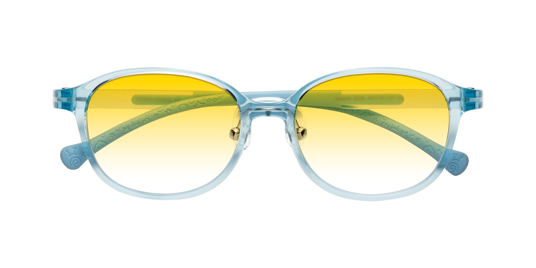 Folded Front of Meteor in Swimmer Blue with Yellow Gradient Lenses