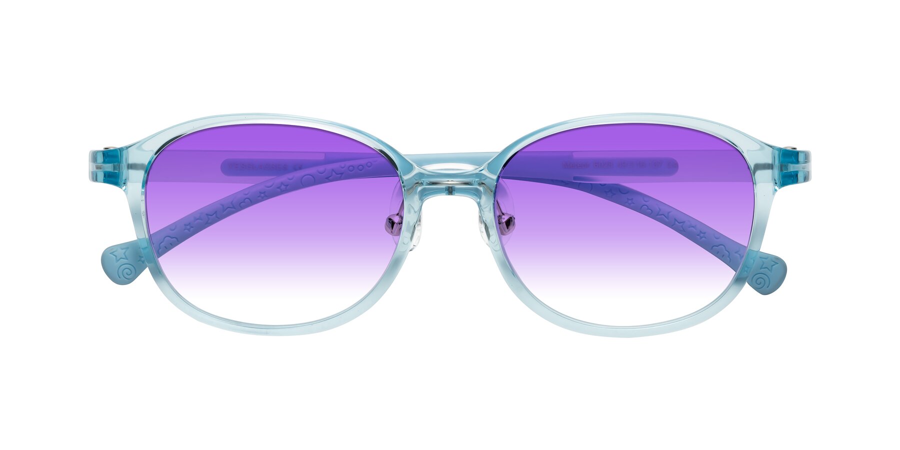 Folded Front of Meteor in Swimmer Blue with Purple Gradient Lenses