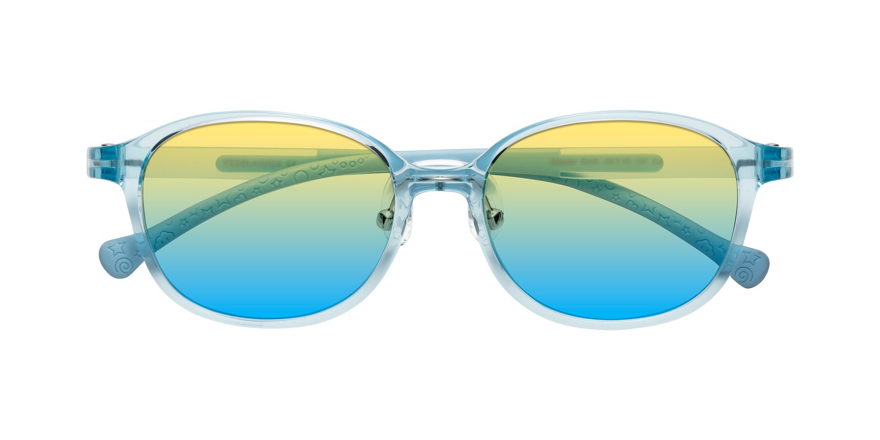 Folded Front of Meteor in Swimmer Blue with Yellow / Blue Gradient Lenses