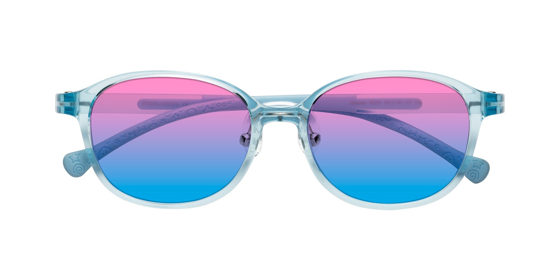 Folded Front of Meteor in Swimmer Blue with Pink / Blue Gradient Lenses