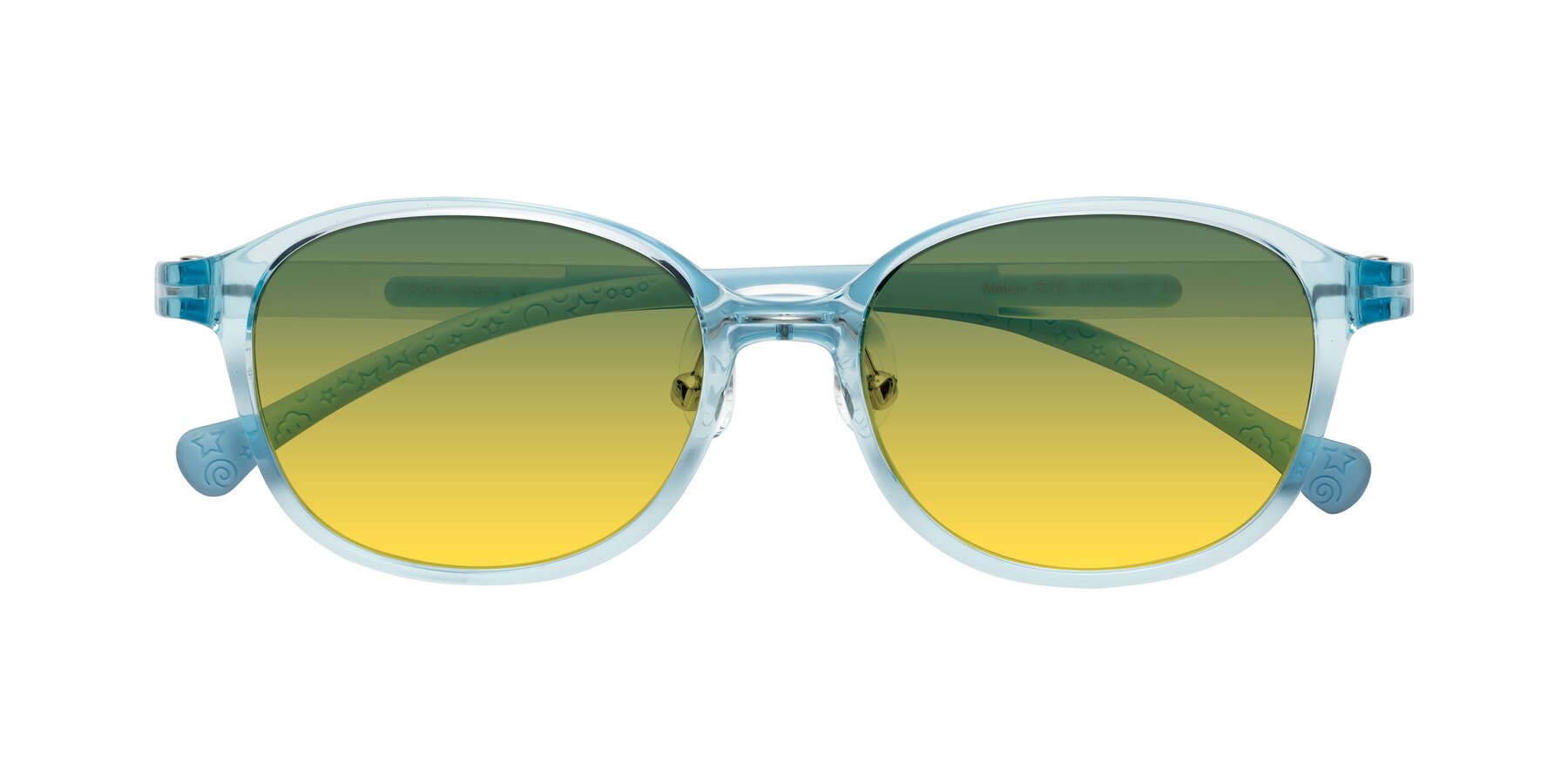 Folded Front of Meteor in Swimmer Blue with Green / Yellow Gradient Lenses