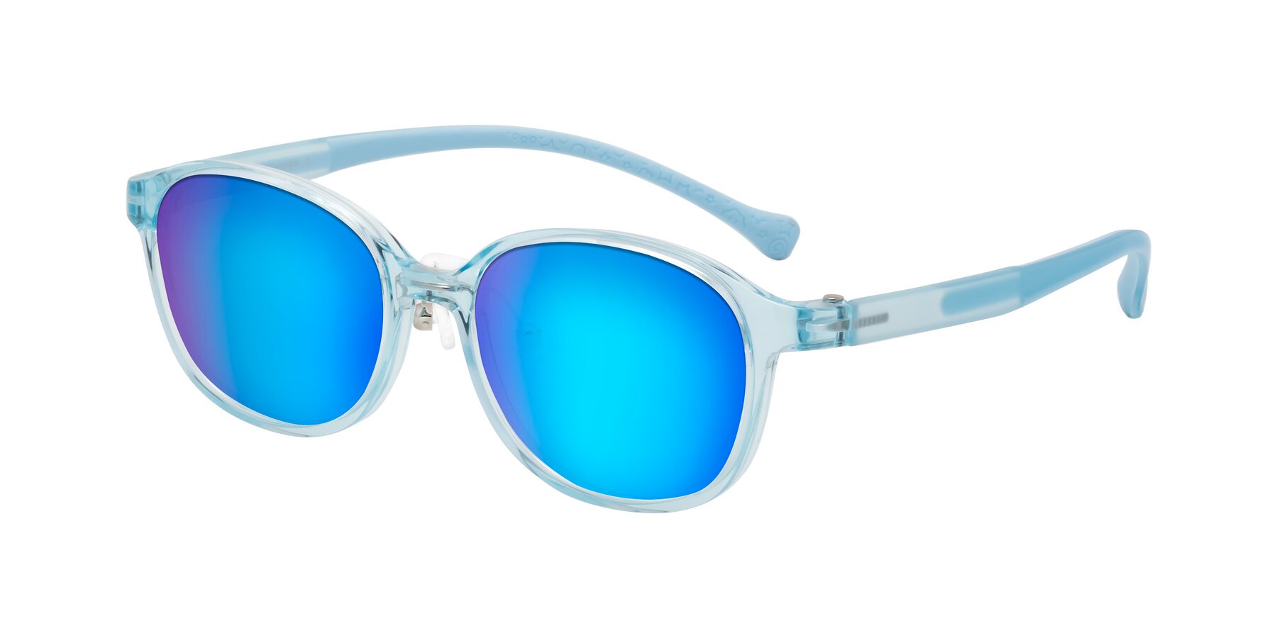 Angle of Meteor in Swimmer Blue with Blue Mirrored Lenses