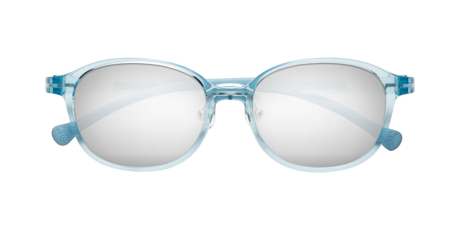 Folded Front of Meteor in Swimmer Blue with Silver Mirrored Lenses