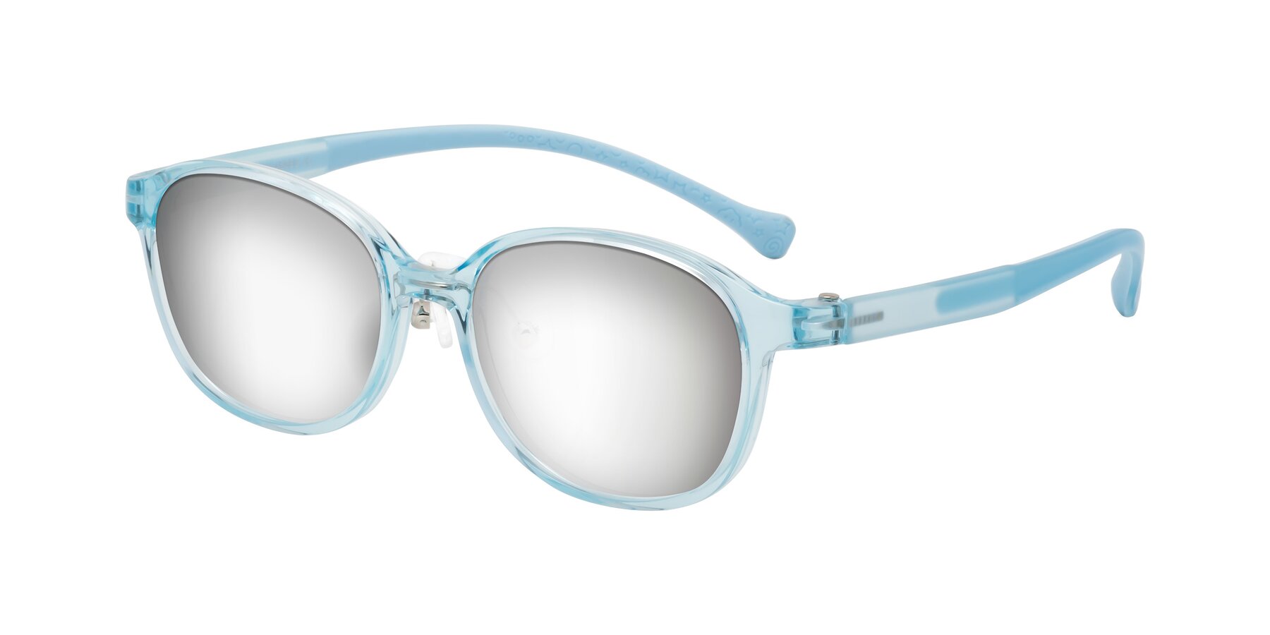 Angle of Meteor in Swimmer Blue with Silver Mirrored Lenses