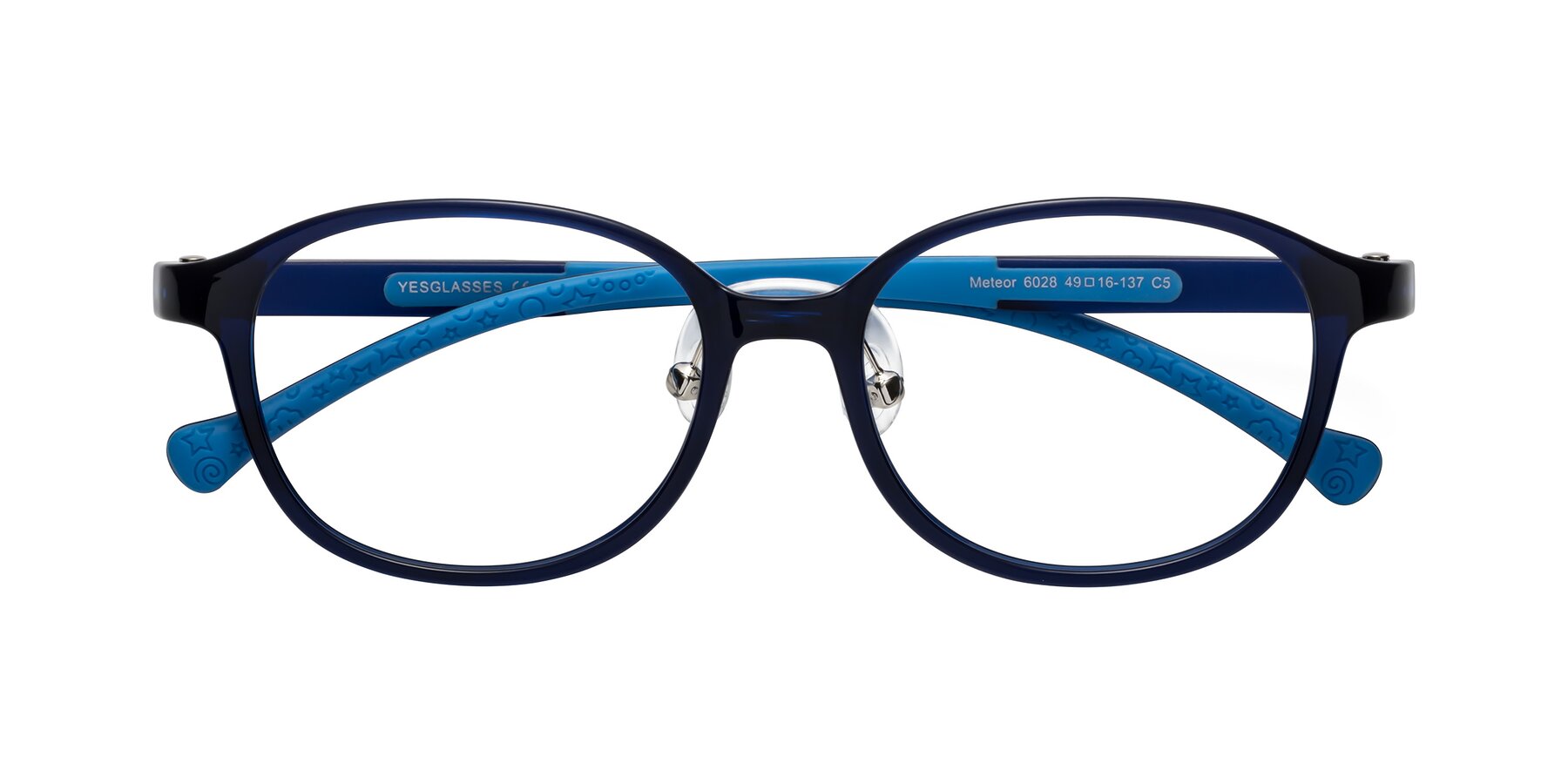 Folded Front of Meteor in Astronomer Blue with Clear Eyeglass Lenses