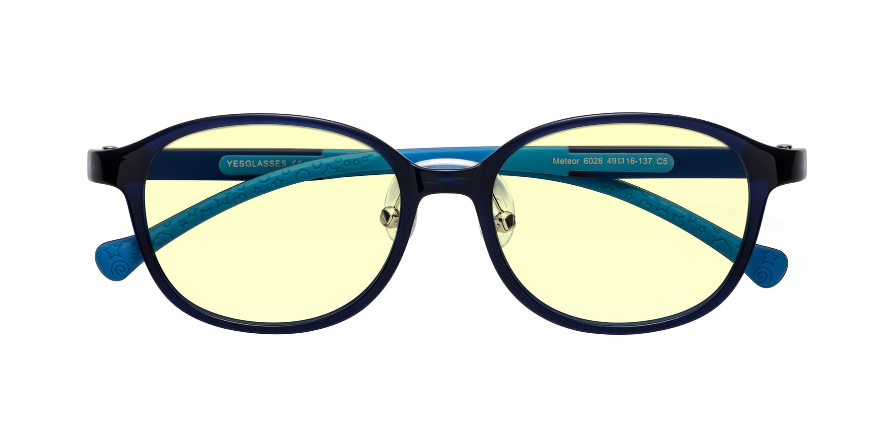 Folded Front of Meteor in Astronomer Blue with Light Yellow Tinted Lenses