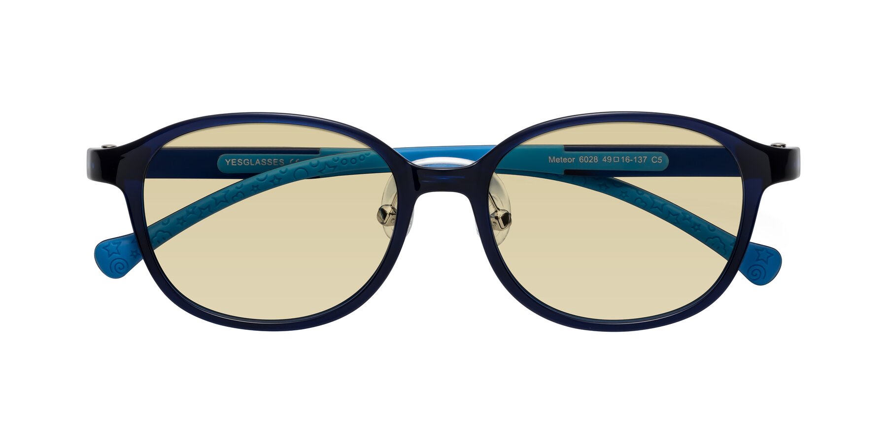 Folded Front of Meteor in Astronomer Blue with Light Champagne Tinted Lenses