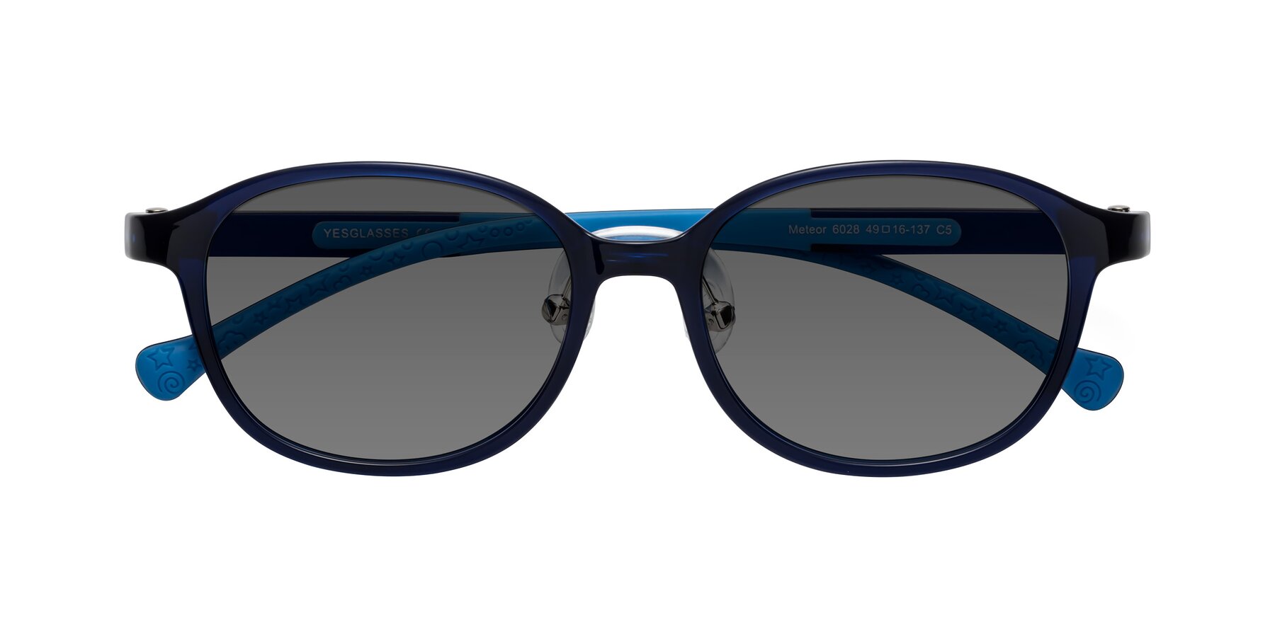 Folded Front of Meteor in Astronomer Blue with Medium Gray Tinted Lenses