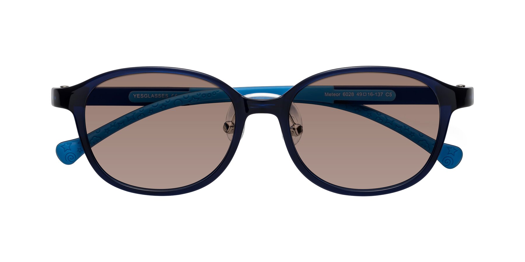 Folded Front of Meteor in Astronomer Blue with Medium Brown Tinted Lenses