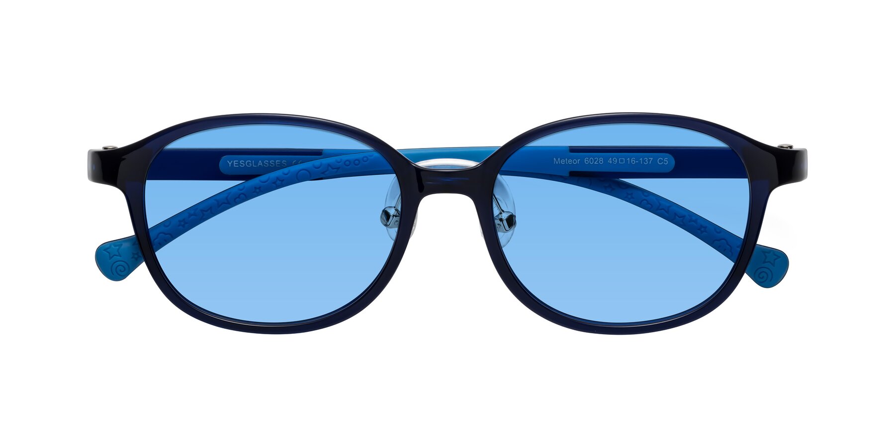 Folded Front of Meteor in Astronomer Blue with Medium Blue Tinted Lenses