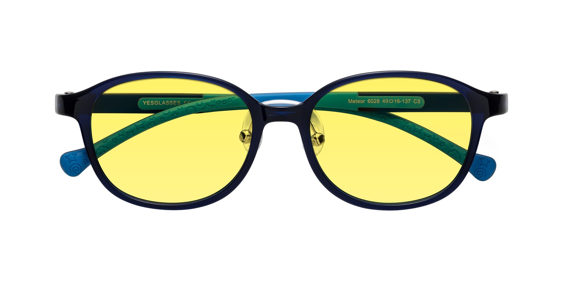 Folded Front of Meteor in Astronomer Blue with Medium Yellow Tinted Lenses