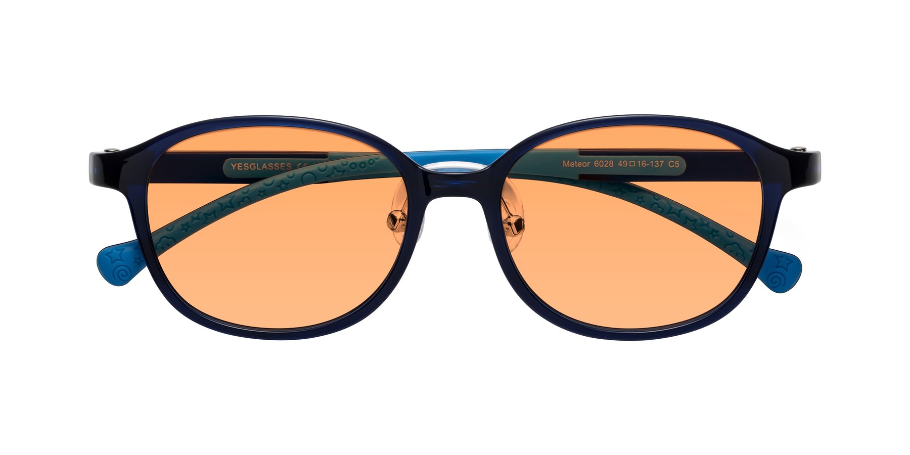 Folded Front of Meteor in Astronomer Blue with Medium Orange Tinted Lenses