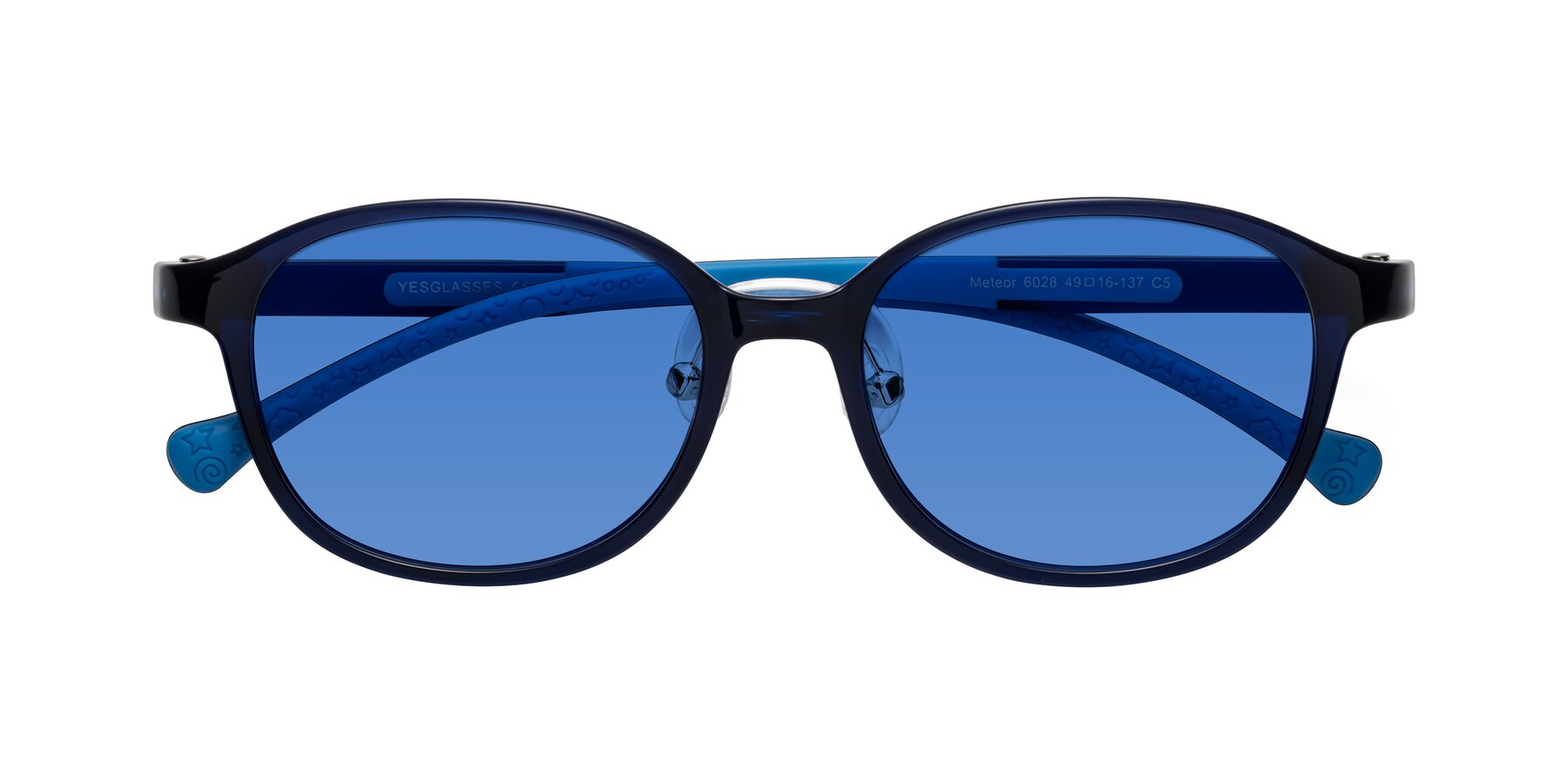 Folded Front of Meteor in Astronomer Blue with Blue Tinted Lenses