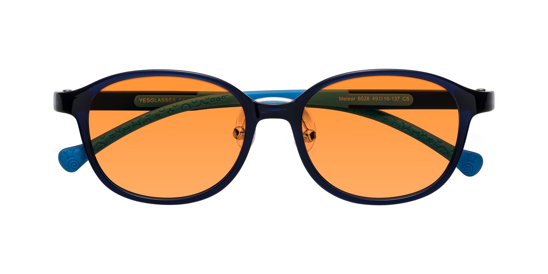 Folded Front of Meteor in Astronomer Blue with Orange Tinted Lenses