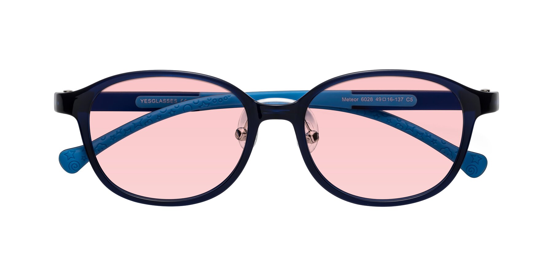 Folded Front of Meteor in Astronomer Blue with Light Garnet Tinted Lenses