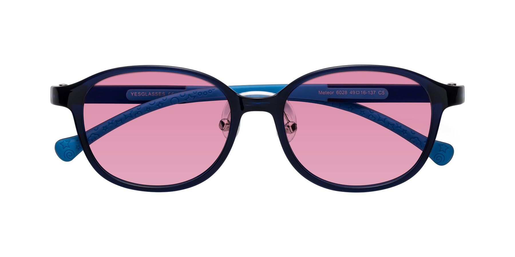 Folded Front of Meteor in Astronomer Blue with Medium Wine Tinted Lenses