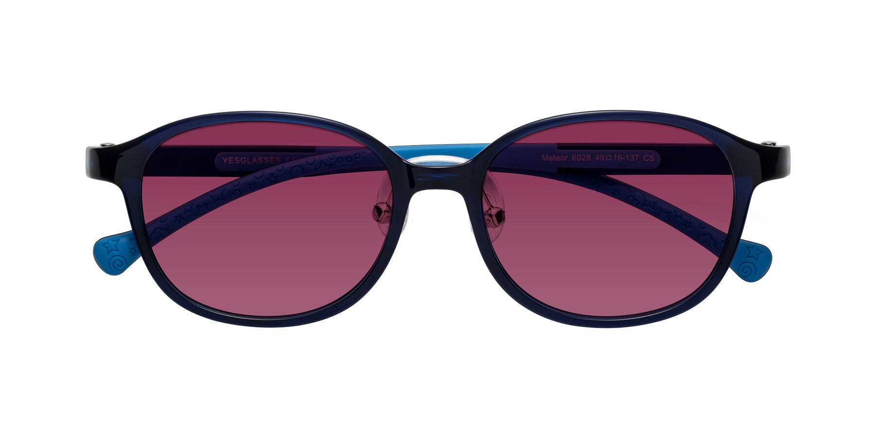 Folded Front of Meteor in Astronomer Blue with Wine Tinted Lenses