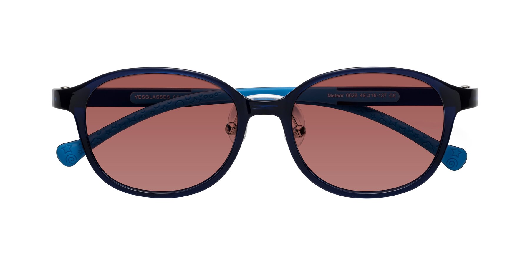 Folded Front of Meteor in Astronomer Blue with Garnet Tinted Lenses