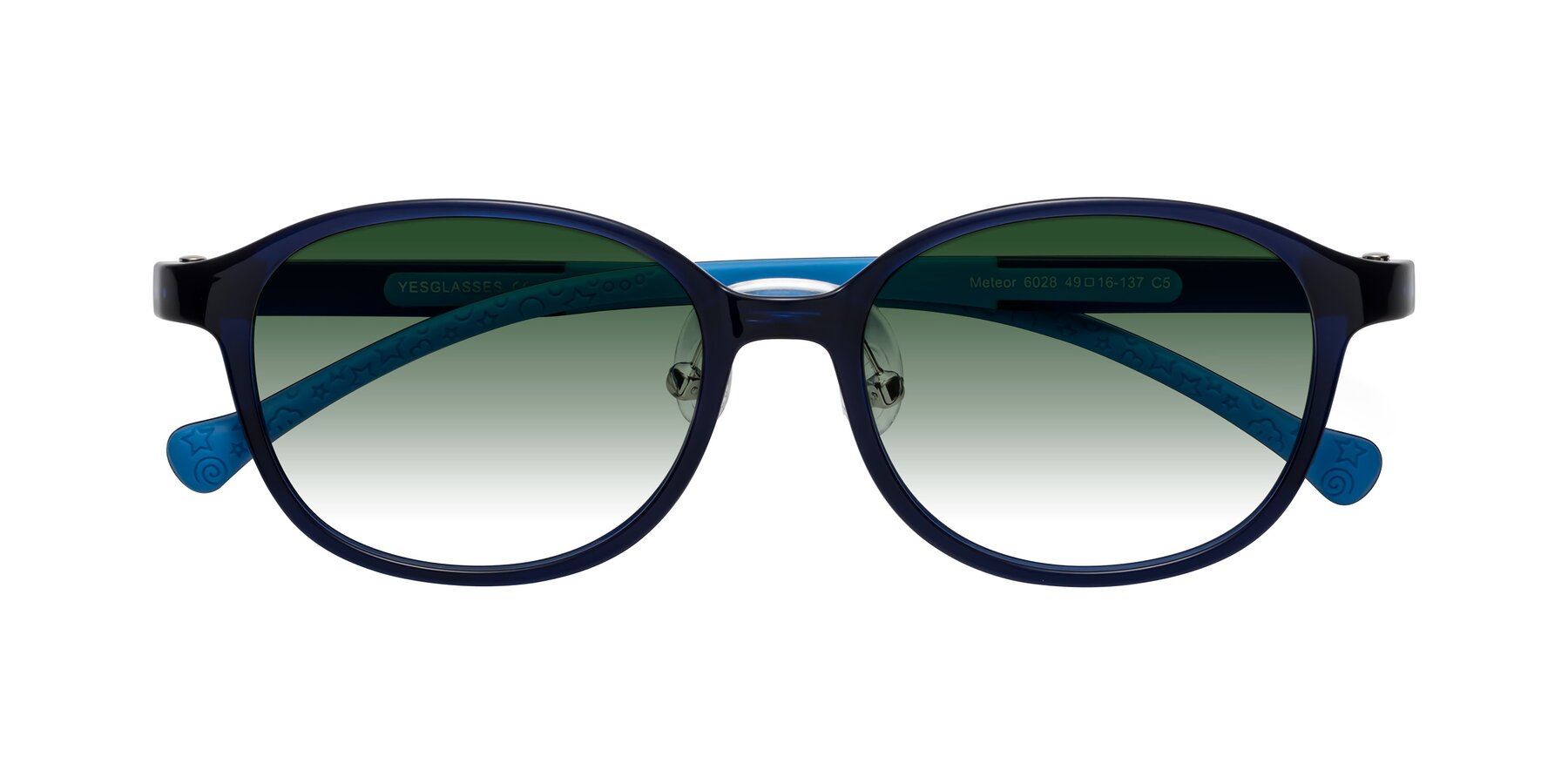 Folded Front of Meteor in Astronomer Blue with Green Gradient Lenses