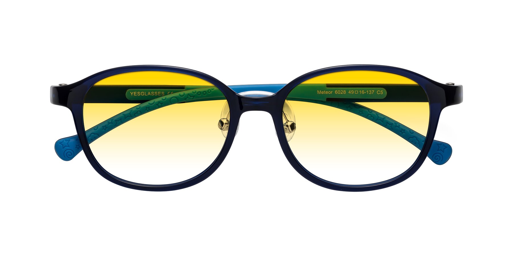 Folded Front of Meteor in Astronomer Blue with Yellow Gradient Lenses