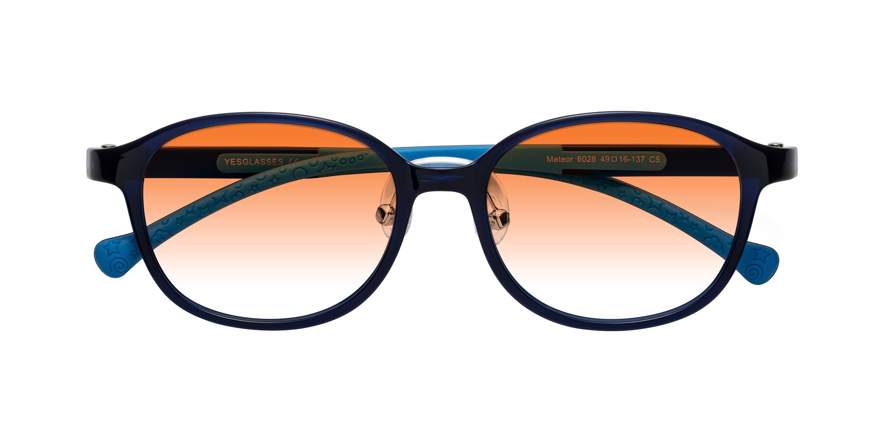 Folded Front of Meteor in Astronomer Blue with Orange Gradient Lenses