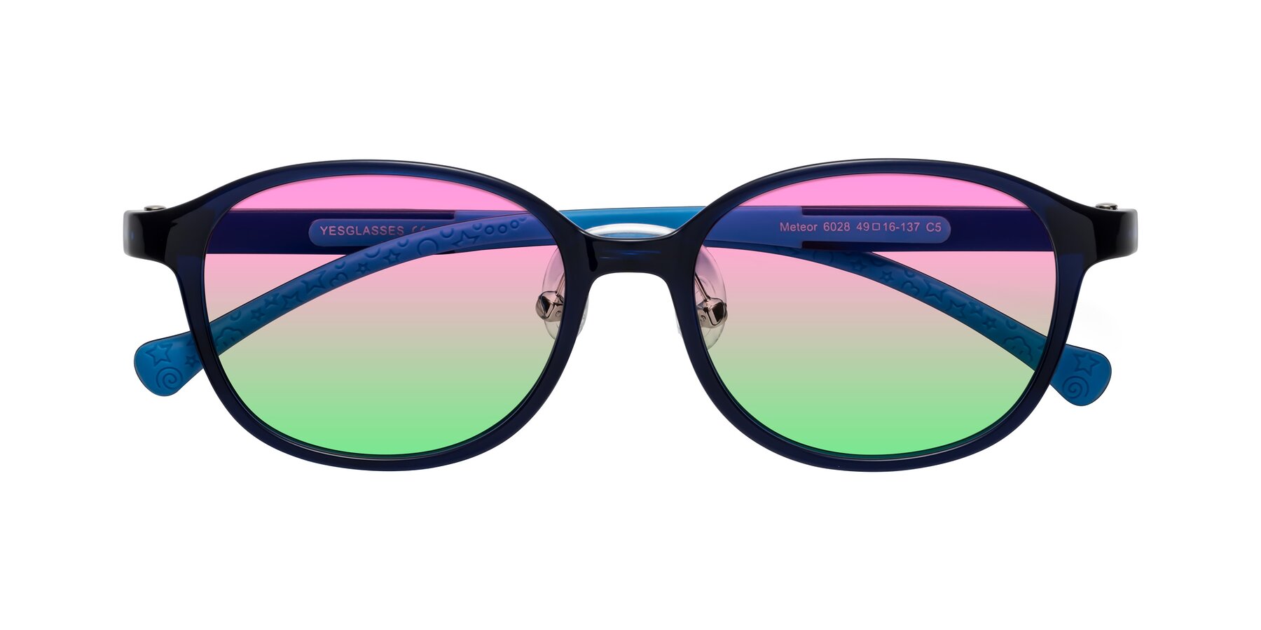 Folded Front of Meteor in Astronomer Blue with Pink / Green Gradient Lenses