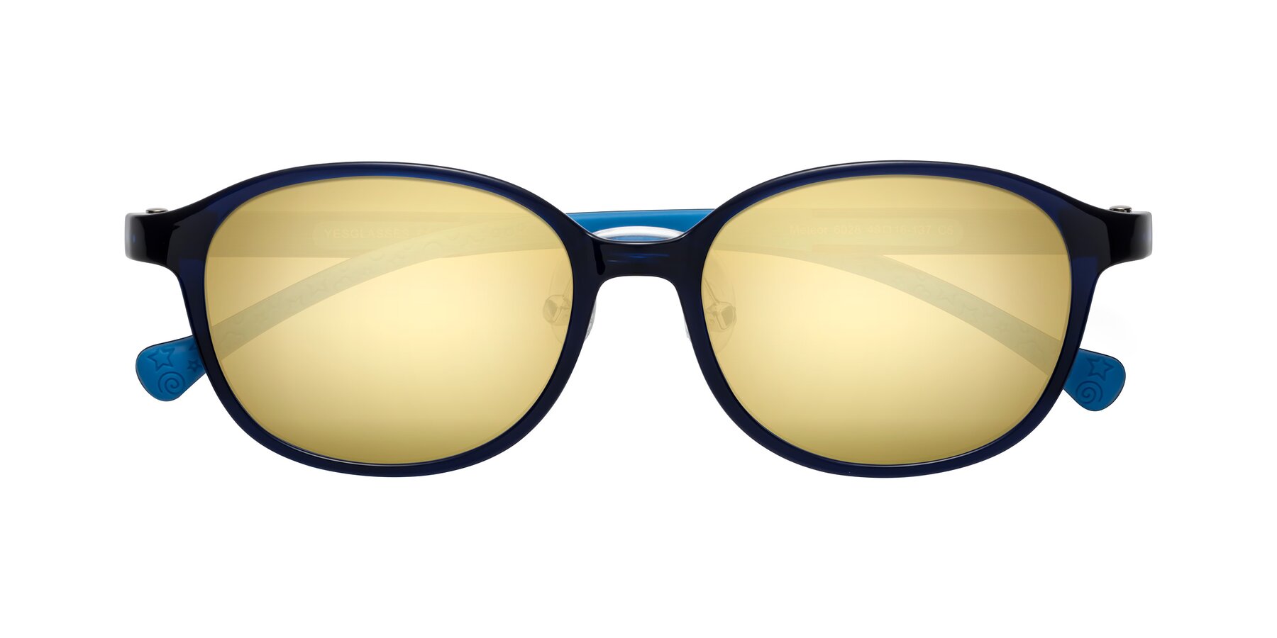 Folded Front of Meteor in Astronomer Blue with Gold Mirrored Lenses