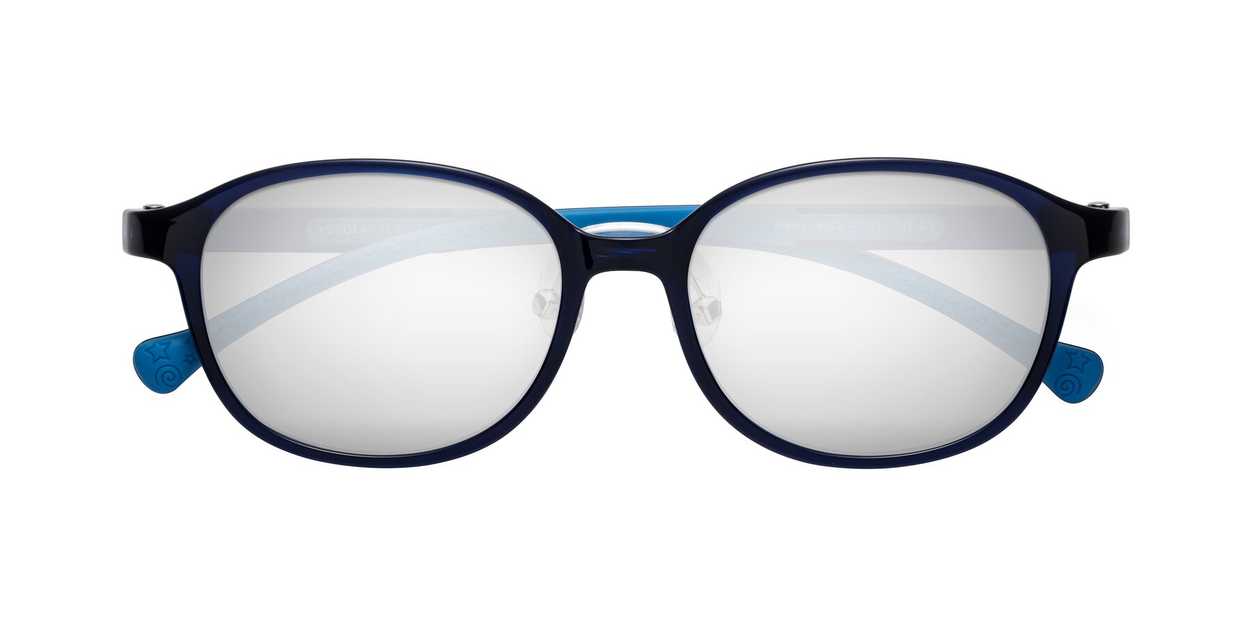 Folded Front of Meteor in Astronomer Blue with Silver Mirrored Lenses