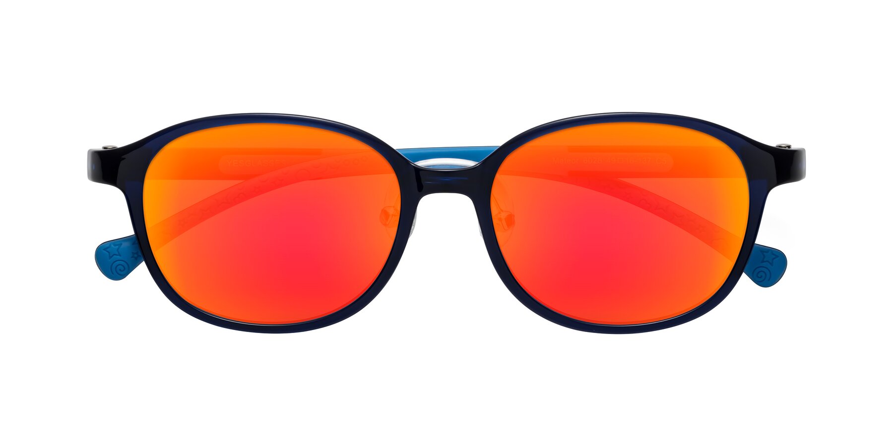 Folded Front of Meteor in Astronomer Blue with Red Gold Mirrored Lenses