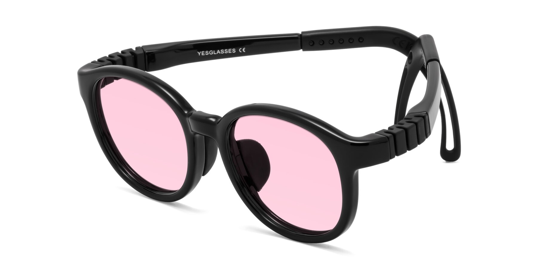 Angle of Anahid in Ninja Black with Light Pink Tinted Lenses