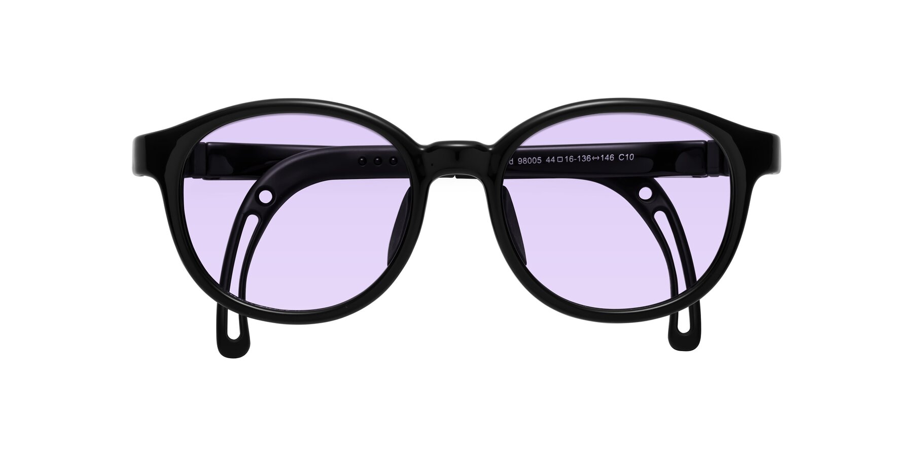 Folded Front of Anahid in Ninja Black with Light Purple Tinted Lenses