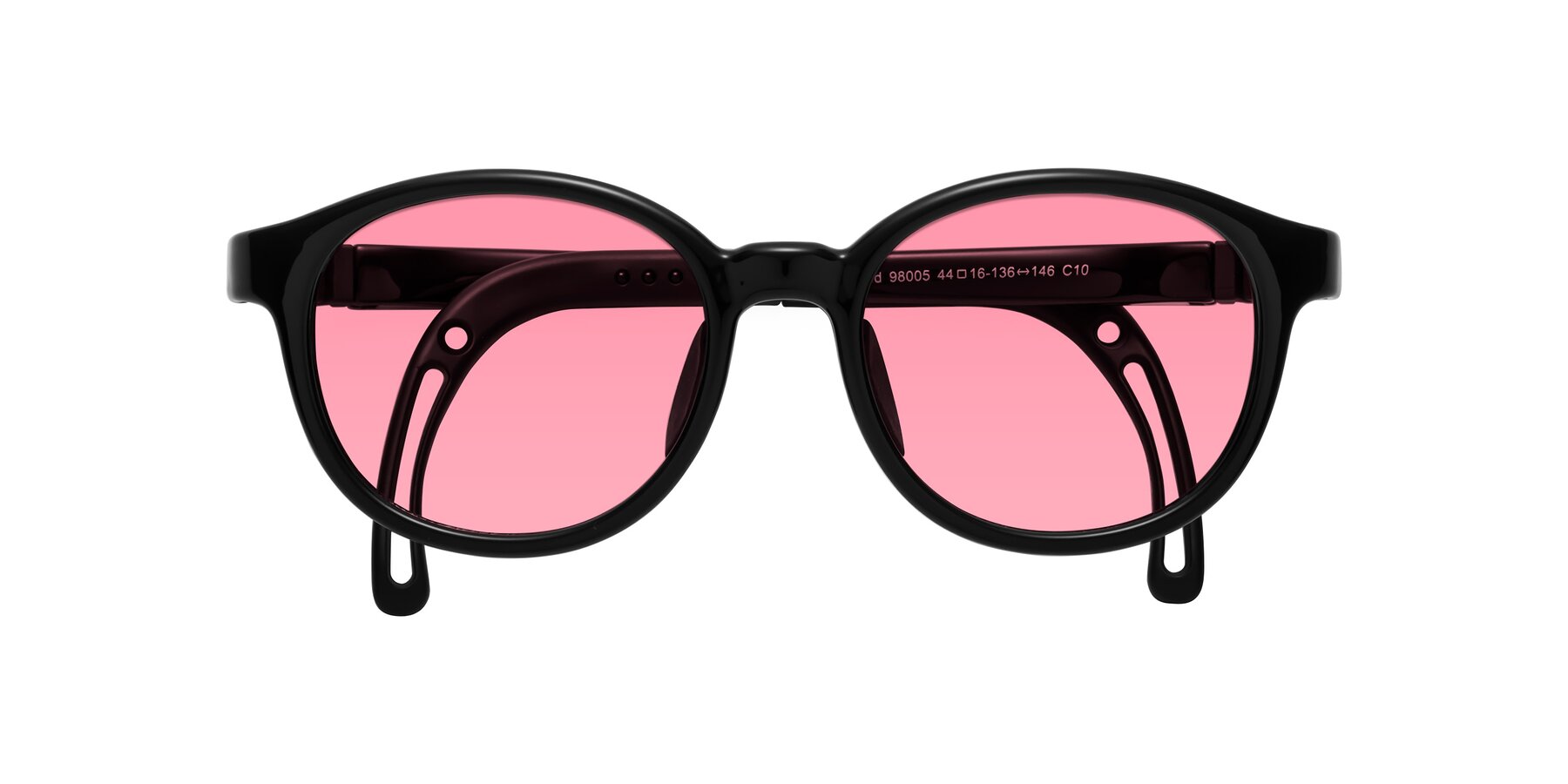 Folded Front of Anahid in Ninja Black with Pink Tinted Lenses