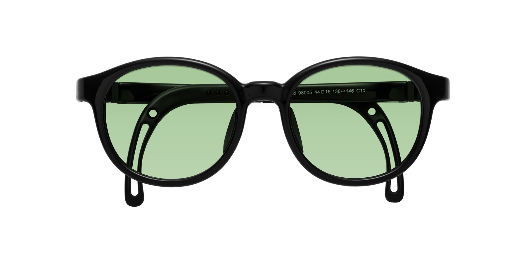 Folded Front of Anahid in Ninja Black with Medium Green Tinted Lenses