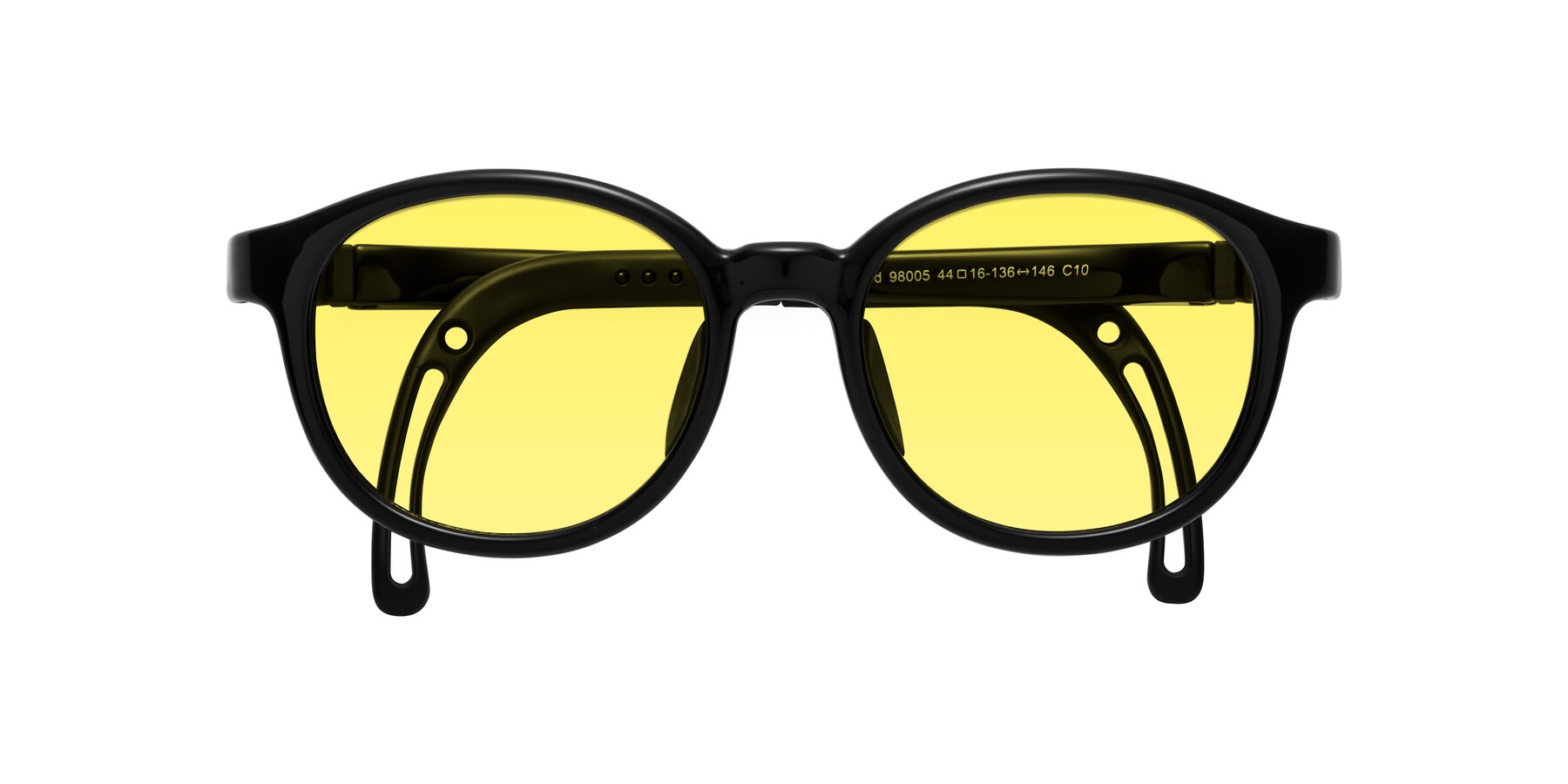 Folded Front of Anahid in Ninja Black with Medium Yellow Tinted Lenses