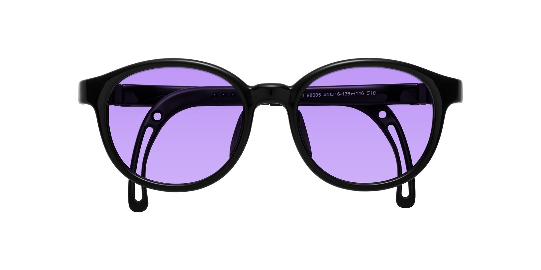 Folded Front of Anahid in Ninja Black with Medium Purple Tinted Lenses