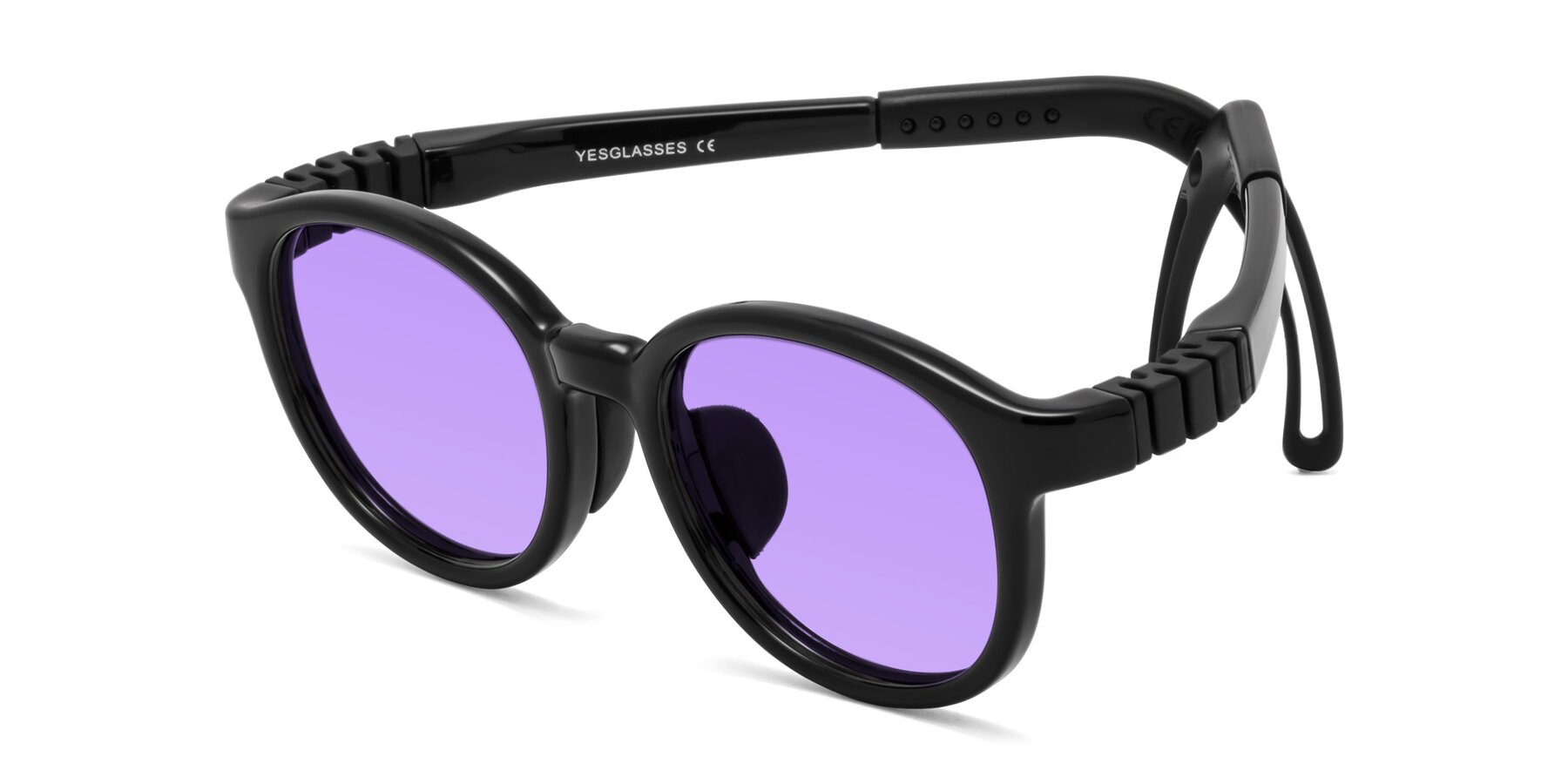 Angle of Anahid in Ninja Black with Medium Purple Tinted Lenses