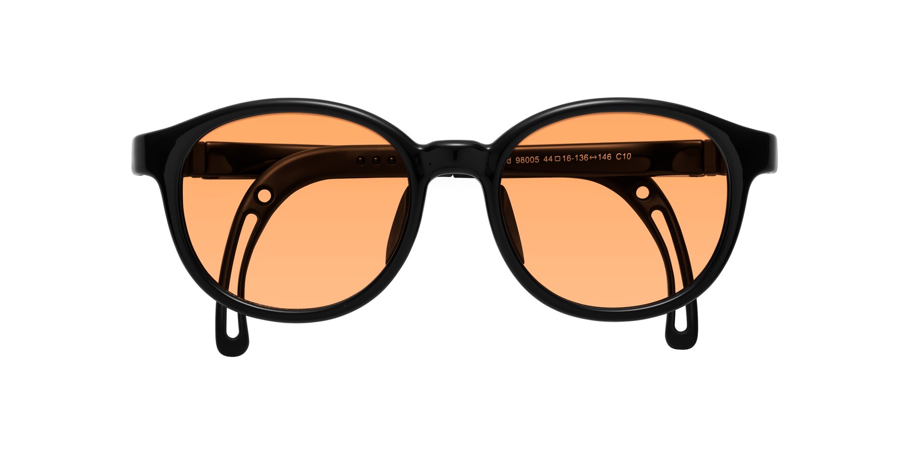 Folded Front of Anahid in Ninja Black with Medium Orange Tinted Lenses